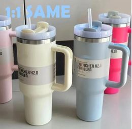 US Stock 1PC Quencher Tumblers H2.0 40oz Stainless Steel Cups with Silicone handle Lid And Straw Car mugs Keep Drinking Cold Water Bottles u1222