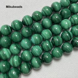 Wholesal Natural 758mm A Malachite Smooth Round Loose Beads For Making Jewellery DIY Stone Necklace Strand 15" 231221
