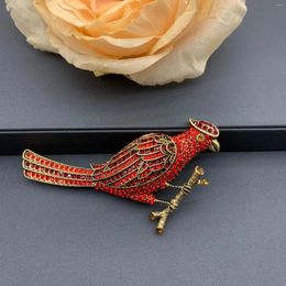 Brooches Vintage Style Jewelry Rhinestone Red Bird Brooch Top Quality And Versatile Wedding Reception Clothing Pin Accessories