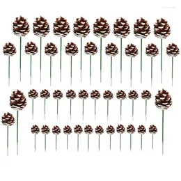 Decorative Flowers 42 Pieces Green Pole Dried Flower Ornaments Pinecone With Wired Pick Family Gathering Decor