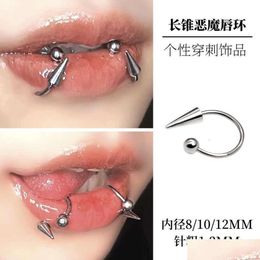 Labret Lip Piercing Jewellery Horseshoe Cone Sweet Cool Ins Devil Ring Punk Symmetric Personality Spicy Girl Drop Delivery Body Dhesr