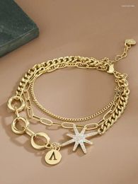 Link Bracelets Gorgeous Multi-layer Octagonal Star Bracelet Ins Niche Design High-end Golden Light Luxury Personality Ie