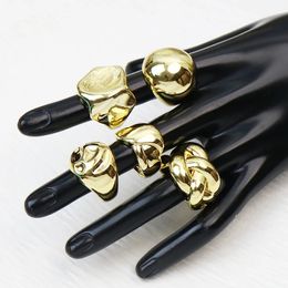 Band Rings 10Pcs Gold Plated Classic Metallic Rings Personality Smooth Vintage Finger Jewellery Gift 7 231222