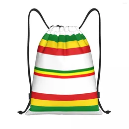 Shopping Bags Custom Rasta Stripe Drawstring Bag Men Women Lightweight Jamaican Sports Gym Storage Backpack