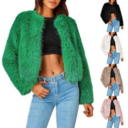 Women's Trench Coats Fashion Cropped Faux Jacket Long Sleeve Open Front Cardigan Casual Fluffy Parka Short Coat Vest