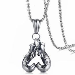 Fashion Sporty Boxing Gloves Pendant for Men Necklace 3 Colors Stainless Steel 24 Chain Male Punk Rocky Jewelry3090