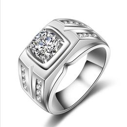 Fashion Mens 925 Sterling Silver Jewellery With Stamp 0 75ct Gemstone Zircon Diamond Engagement Wedding Band Rings For Men Size 6-12251w