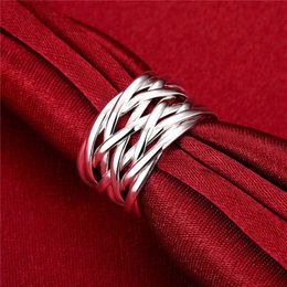 Network popular European and American fashion mesh with 925 Silver plate Ring DSSR022 can mix order 10 pieces a lot239E