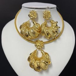African Jewellery Set Irregular Design Hoop Earrings and Pendant 2PCS Set for Weddings Bridal Necklace Earrings Accessory 231221