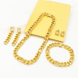 Fashion letter gold Chains Necklaces Bracelets for mens lady Women lover gift hip hop Jewellery with box NRJ2167