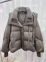 2023 Women Winter Warm Mink Fur Collar Goose Down Jacket Thick Luxury Clothing Parkas Female Puffer 231222