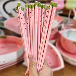 Chopsticks 1 Pair Ceramic Eco-friendly Kitchen Tools Chinese Non-slip Tableware Strawberry Collection