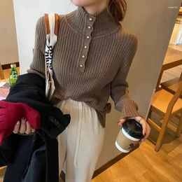 Women's Sweaters Autumn Winter Loose Knitted Sweater Women Korean Half Turtleneck Long Sleeve Ladies All-Match Thick Warm Soft Jumper