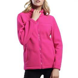 Women's Jackets Women Full Zipper Fleece Jacket With Pockets Soft Warm Thickened Windproof Casual Korean Reviews Many Clothes