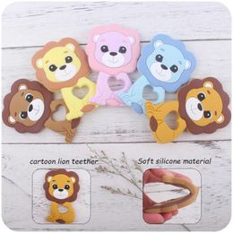 DIY Baby Products Cartoon Animal Lion Tooth Glue Kids Creative Silicone Biting Teething Stick Safe Food Grade Molar Toys 231221