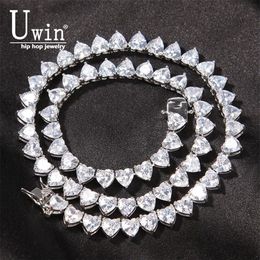 Pendant Necklaces Uwin Heart Tennis Chain 6mm Choker Micro Paved Iced Out Cubic Zirconia Luxury Bling Charm Vintage Short Necklace278O