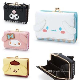 Cute Kawaii Cartoon Kuromi Anime Designer Wallet Women PU Leather Purse Zipper Buckle Card Holder New Casual Cropped Wallets