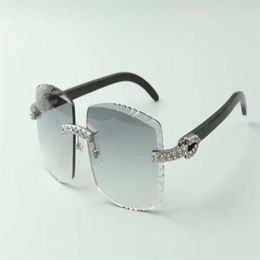 2021 designers XL diamonds sunglasses 3524022 cutting lens natural black buffalo horns glasses size 58-18-140mm305t