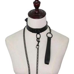 Belts 1pc Sexy Necklace For Women Womens Punk Gothic Leash Collar Black Accessories PU Leather Slave Traction Rope Bondage NeckBel2402