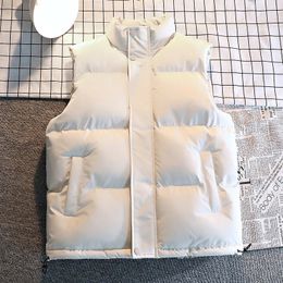 Autumn and winter white vest jacket men's fashionable sleeveless jacket solid Colour warm vest thick black vest men's clothing 2022 231222