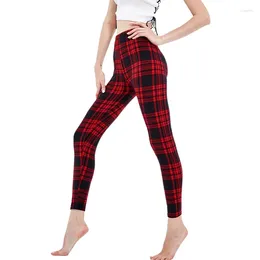 Women's Leggings Plaid Printed For Fitness Sexy Pants Gym Sport Women Tights Grid Jeggings Elastic Push Up Trousers