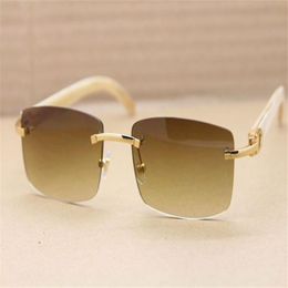 Rimless White horn Sunglasses Men 8200758 Size56-18-140mm Gold Brown or Silver Brown238G