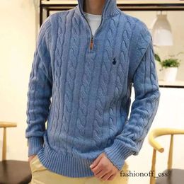Designer Winter Mens Sweaters Ralph Polo Zip Half Knitted Pullover Pony Men Loose Casual Pure Color Sweater888 437 481