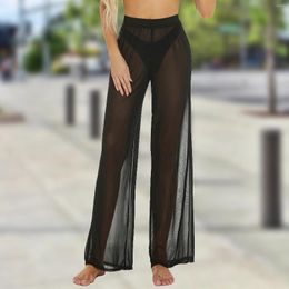 Women's Pants Summer Sheer Mesh See Through Bikini Bottom Cover Up Casual Transparent Fashion Simple Solid Color For Seaside Vacation