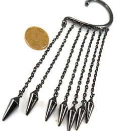 24pcs whole Fashion Punk Ear Cuff tassels metal Rivent earrings Ear Clip Bullet hook Earring259h