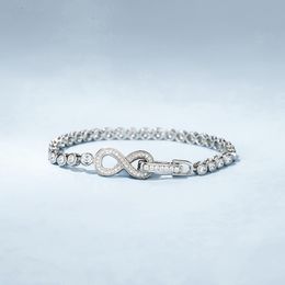 Infinity Moissanite Diamond Bangle Bracelet 100% Real 925 Sterling Silver Wedding Bracelets for Women Bridal Engagement Jewelry