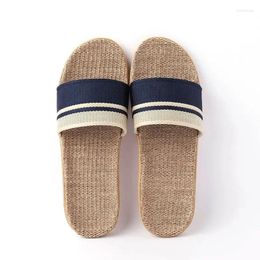 Slippers Men's Trendy Linen Slip On Open Toe Non-slip Lightweight For Indoor Outdoor Shoes Men EVA Flat Sandals