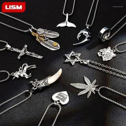 Chains Stainless Steel Male Pendant Necklaces Punk Fashion Brave Men Wolf Tooth Spike Necklace For Men12037