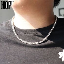 Hip Hop 5MM 2pcs Mens Iced Out Tennis Chain Necklaces 1 Row Choker Bling Crystal Necklace For Men Jewelry 220218280o
