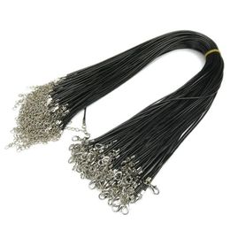 Black Wax Leather Snake Necklace 1 5cm 2 0cm Cord String Rope Wire Extender Chain with Lobster Clasp DIY Fashion Jewellery component299n