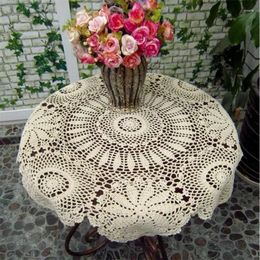 Table Cloth Vintage Crochet Coasters Cotton Lace Cup Mat Placemat Handmade 70/80/90/100/110CM Round Shabby Chic DIY Crocheted