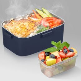 Electric Lunch Box Portable Rice Cooker Heating Bento Box Double Layer Liner Food Container Steamer Heat Lunch Box for Car Home 231221