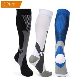 3 Pairs Compression Socks Varicose Veins Diabetes Men Sport Running Basketball Riding Elastic Natural Hiking 231221