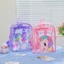 Bags Summer Fashion Cartoon Unicorn PVC Transparent Backpack Kids Girls Cute Cartoon Backpack Kindergarten Princess Schoolbag