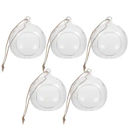 Candle Holders 5 Pcs Glass Flower Vase Hanging Ball Sphere Terrarium Light Bulb Tealight Holder