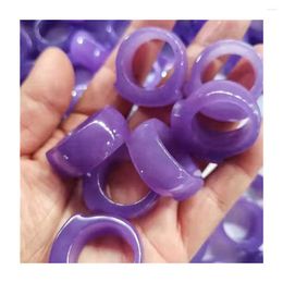 Cluster Rings Natural Violet Jadeite Lucky Ring Saddle Shaped Purple Jade Finger Fine Through Jewelry Handring Accessories