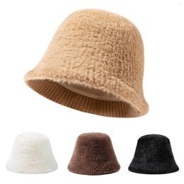 Wide Brim Hats Women's Autumn And Winter Solid Colour Warm H Fisherman Hat Lei Feng Men Long