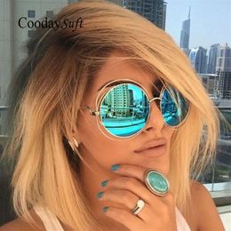 Coodaysuft Round Sunglasses Classic Oversized large Size Retro Sun Glasses Mirror Lady Female UV400 266A