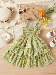 Girl's Dresses Summer Girls Suspender Flower Dress Little Girls Casual Party Backless Princess Dress 2023 Kids Pure Cotton Fashion Clothing