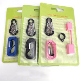 Pen Pod Carry On Kit with Dustproof Silicone Cap Lanyard Necklace Ring Buckle Holder For Disposable Bar Puffs Pods Flat Pen Device