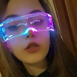 Glasses EL Wire Neon Party Luminous LED Light Up Rave Costume Decor DJ Halloween Decoration Sunglasses207d