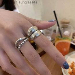 Band Rings VENTFILLE 925 Sterling Silver Ring New Thick Simple Wave Light-shed Solid Double-layer Rings Tren Couple Women Gift DropshipL231222