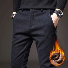 Men's Jeans Brand Winter New Men's Wool Warm Casual Pants Business Fashion Fleece Thick Office Stretch Trousers Male Plus Size 28-38 J231222