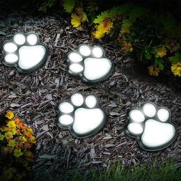 Lamps DHL Solar Waterproof Paw Print Light Pet Trail Light Outdoor Lawn Light Landscape Lamp Warm White / White / Multi