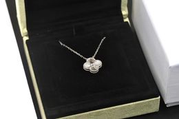 silver luxury laser clover designer pendant necklaces womens girls brand flower christmas limited edition link chain short choker elegant necklace Jewellery