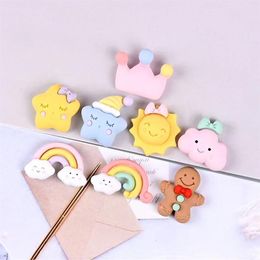 20pcs Lovely Star Sun The Gingerbread Man Resin Components Charms Jewelry Making DIY Earrings Keychain Decoration Cute Rainbow Clo244V